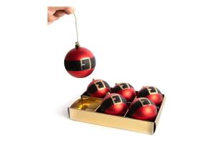 Kit Bola de Natal Vermelha Papai Noel Cinto 6 und